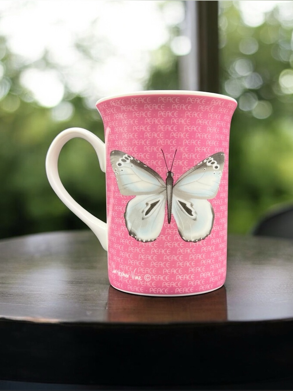 Butterfly of Peace Christopher Vine Australia Fine China Pink Coffee Cup Mug